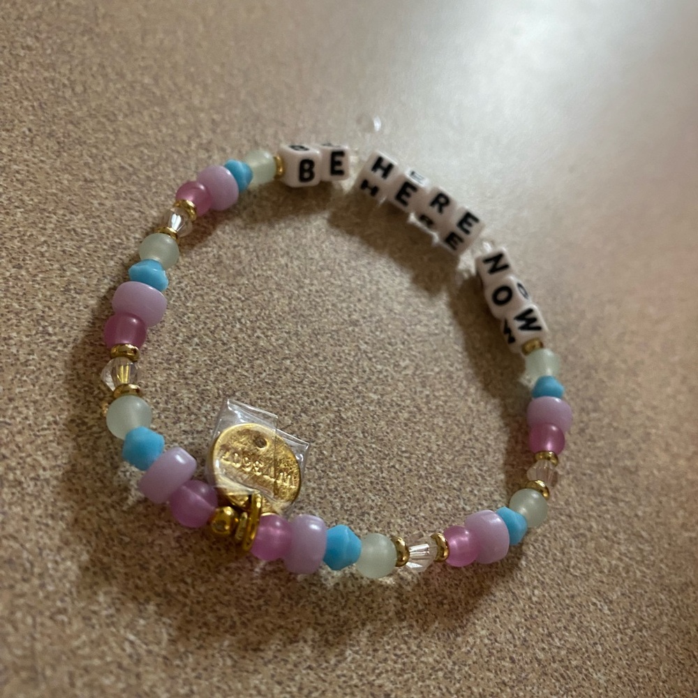 Little Words Project “Be Here Now” blue pink and white bracelet NEW - Picture 3 of 5
